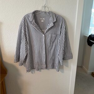 Striped Button-Up Shirt by petite plum